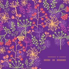Vector colorful garden plants frame corner pattern background