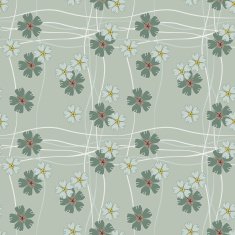 Sage flowers and stripes (Seamless pattern kimono style)