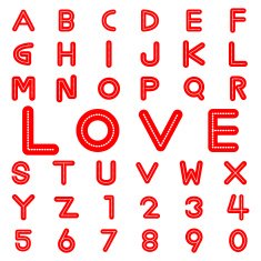 Alphabet fonts and numbers for valentine N5