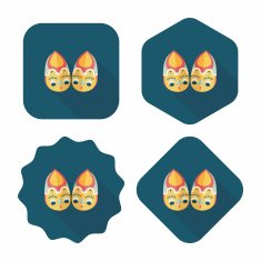Embroidered shoes flat icon with long shadow eps10 N19