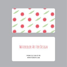 business cards design template with watercolor drawings of plants N4