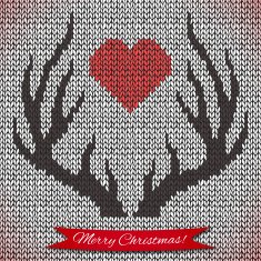 Decorative background with knitted deer horns N3