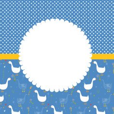 Baby card with frame and funny goose pattern N2