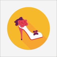 Wedding high-heeled shoes flat icon with long shadow eps10 N24