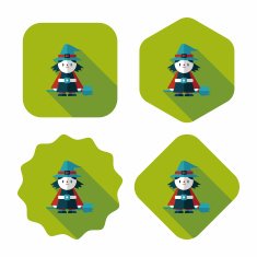 witch flat icon with long shadow eps10 N32
