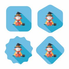 witch flat icon with long shadow eps10 N33