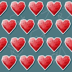 abstract polygonal bright hearts seamless pattern for wedding