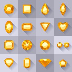 Set of flat style yellow jewels