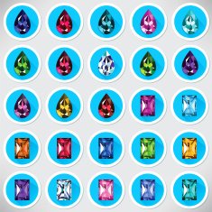 Set of 25 icons colored gemstones N3
