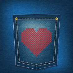 hearts over denim pocket
