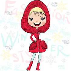 Vector beautiful fashion girl in winter N2