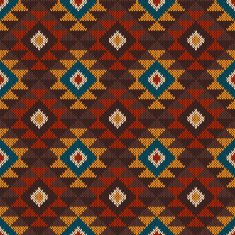 Tribal Aztec Seamless Pattern on the wool knitted texture