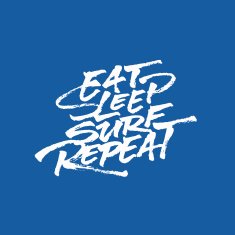 Surfing hand lettered calligraphic brush script design