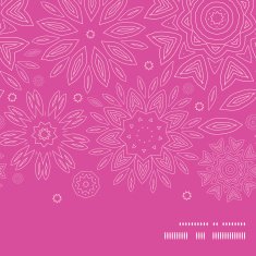 Vector pink abstract flowers texture horizontal frame seamless pattern background