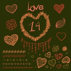 Vector large creative set of Valentines day N4