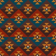 Tribal Aztec Seamless Pattern on the wool knitted texture N2