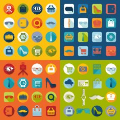 Set of fashion flat icons N115