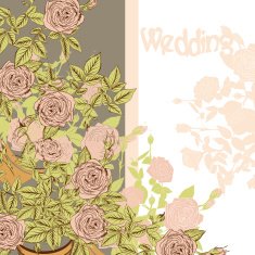 Wedding card with hand drawn roses