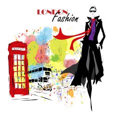 Fashion girl in sketch-style N181