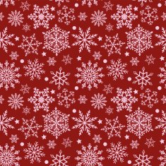 Snowflakes on red background seamless texture