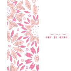 Vector pink abstract flowers vertical frame seamless pattern background