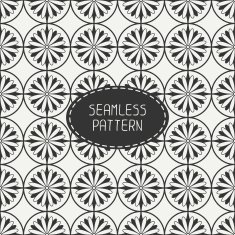 Vector seamless retro vintage hipster line pattern with flowers N4