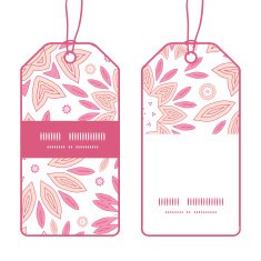 Vector pink abstract flowers vertical stripe frame pattern tags set N2