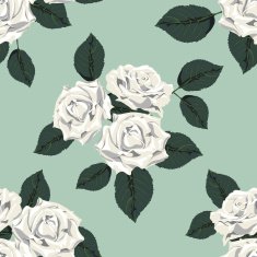 Classic vintage seamless pattern with white roses