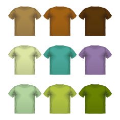 Set of colorful male t-shirts Vector wear printing isolated N3