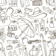 Outline Vector Female Accessories seamless pattern