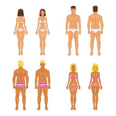 vector young woman and guy in underwear Body templates N2