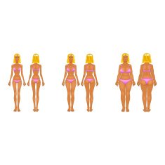 Fat and thin woman vector illustration normal anorexia body N10