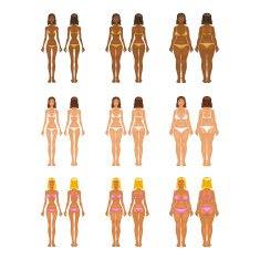Fat and thin woman vector illustration normal anorexia body N11