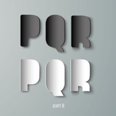 Vector Paper Graphic Alphabet white and black PQR