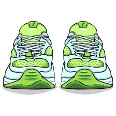 Vector Cartoon Light Green Running Shoes