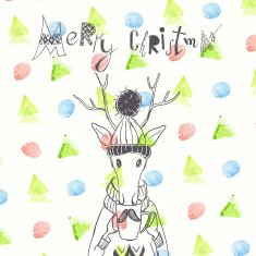 Christmas Background And Greeting Card With Deer N4