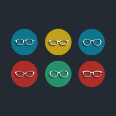 Vector black glasses icons set on white background