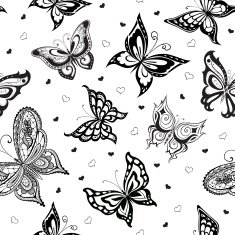 background of silhouette abstract butterflies with hearts