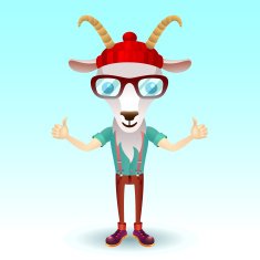 Goat hipster character N2