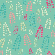 Tender seamless pattern with twigs and berries