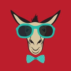 Vector image of a donkey wearing blue glasses N2