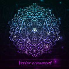 Fantasy night mystery card with glowing ornament