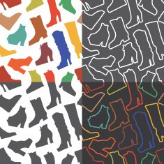Colored women's boots shoes seamless patterns