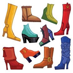 Fashionable colored women's boots and shoes