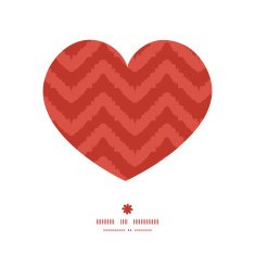 Vector colorful ikat chevron heart silhouette pattern frame