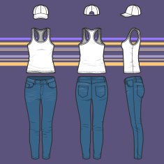 Racer top cap and jeans set