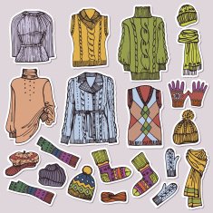 Fashion Sketchy Females knitted clothing set Sticker
