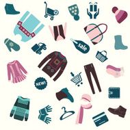 Pattern of winter clothing and shopping
