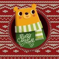 lovely bear isolated on Christmas background N2