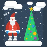 funny cartoon background with Santa in trendy flat style colors N2